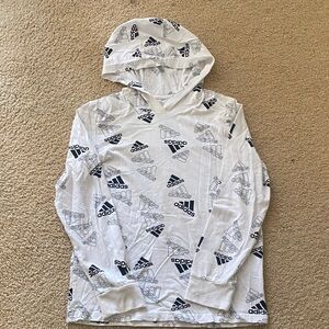 Adidas White and Black Graphic T-Shirt Hoodie YM Never worn